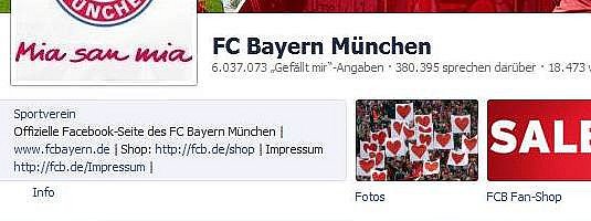 Facebook-Seite des FC Bayern München
