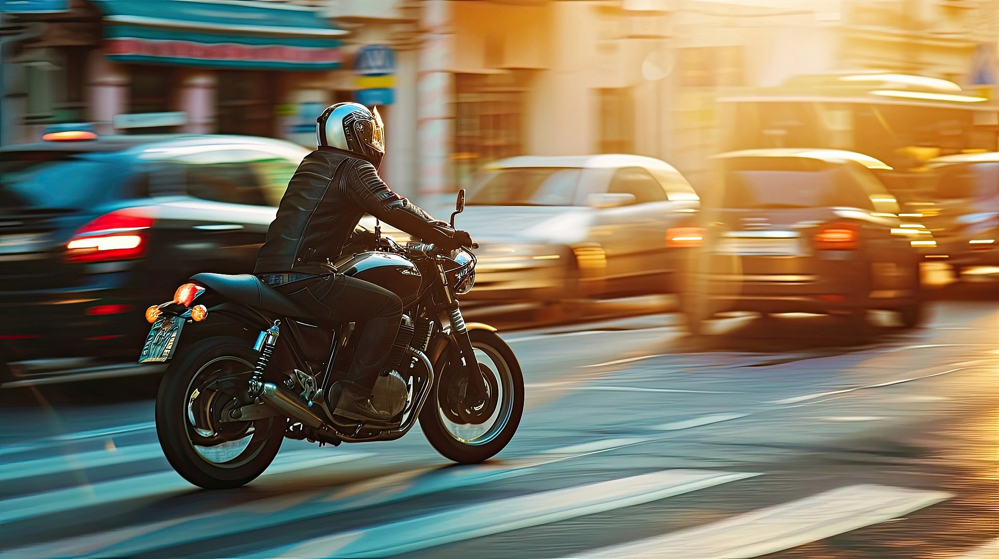 Motorradfahrer im Stadtverkehr (Symbolbild)