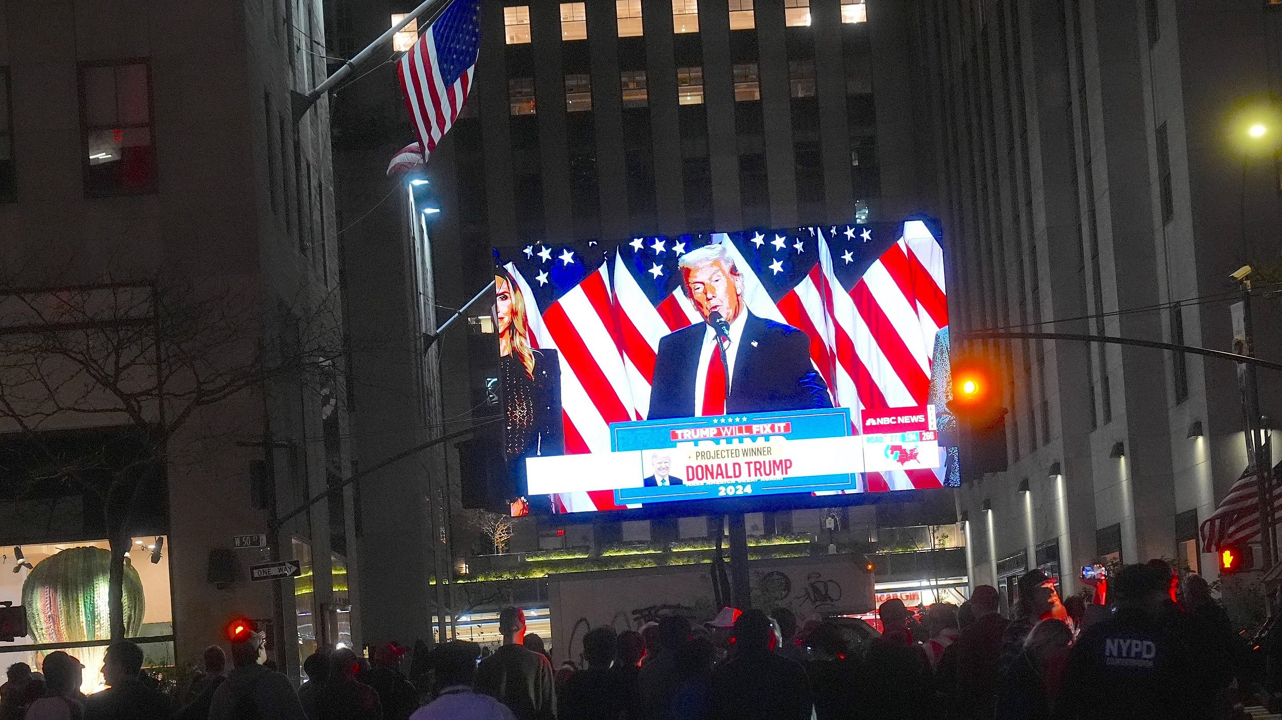 Supporters of Republican Party candidate Donald Trump celebrate in New York