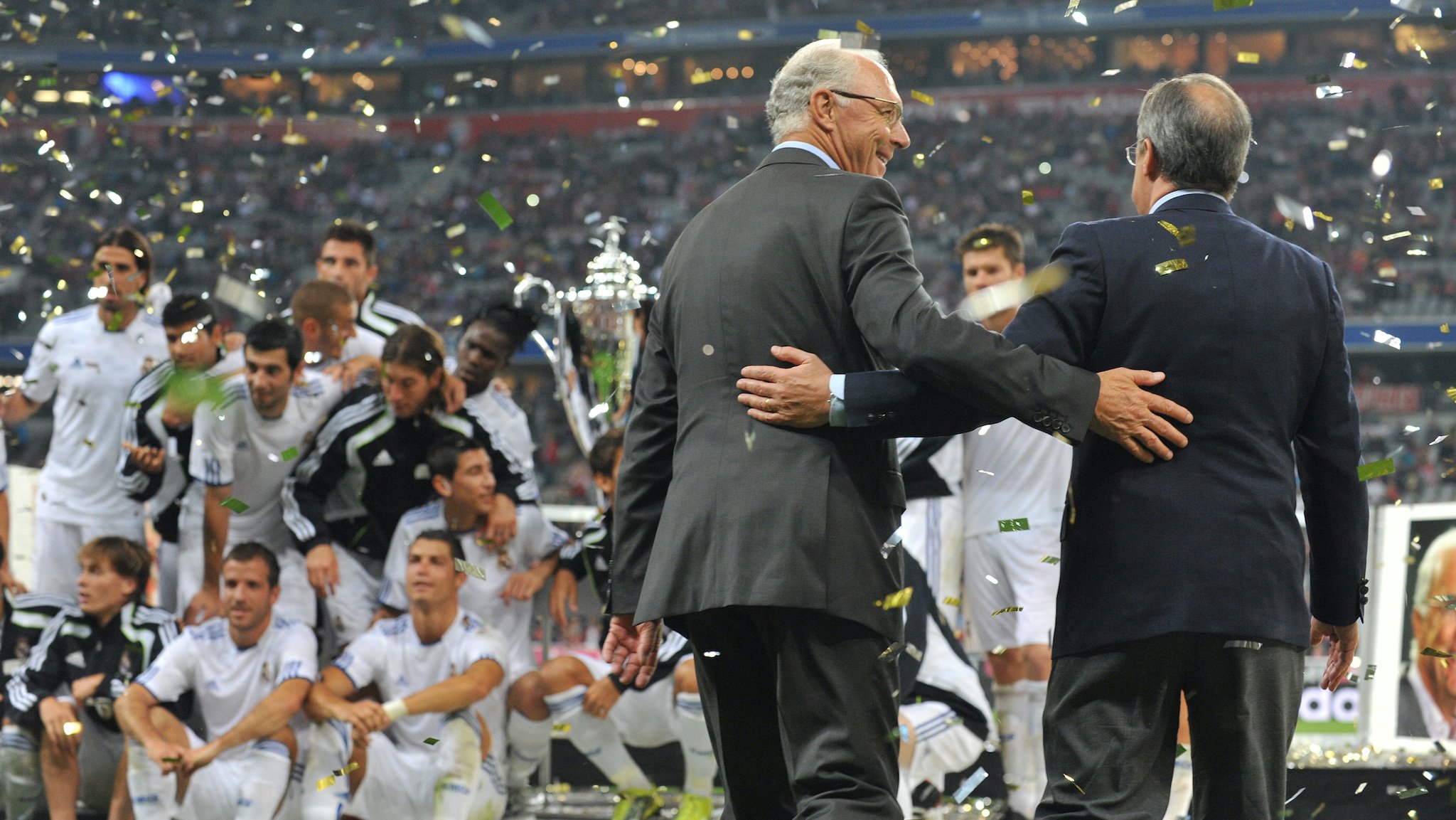Florentino Perez und Franz Beckenbauer in der Allianz Arena