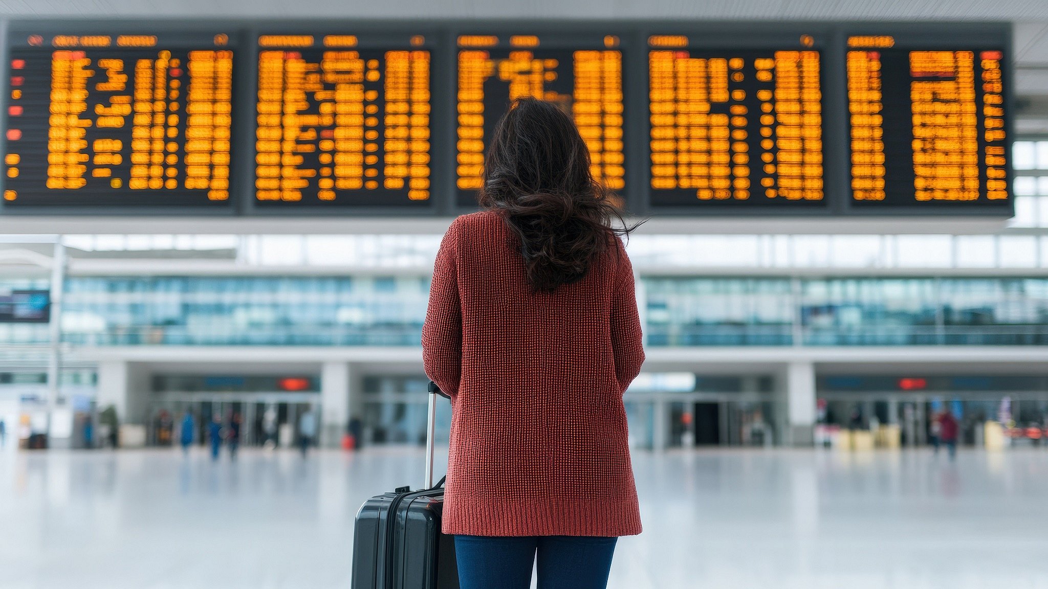 Reisende am Flughafen (KI-generiert)