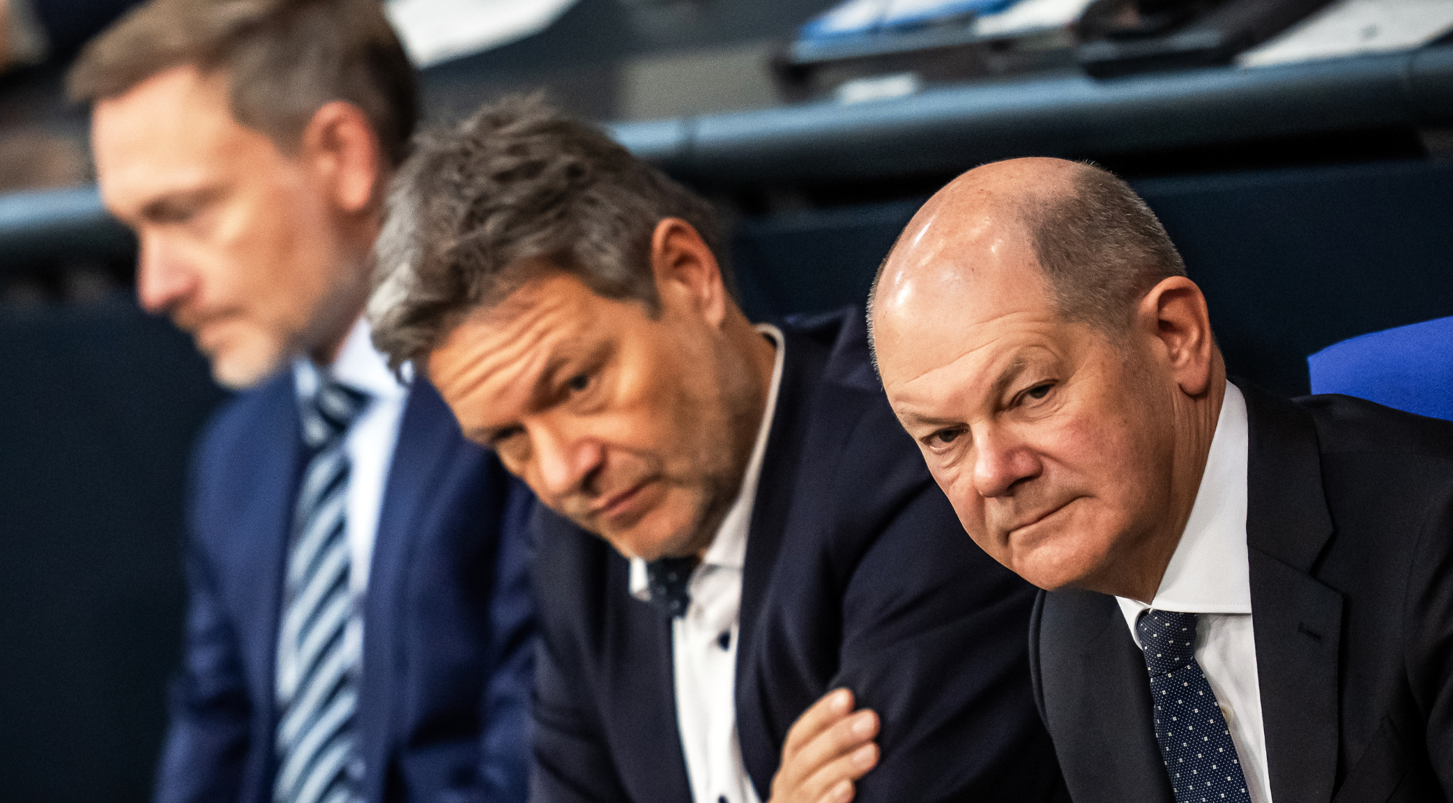 Scholz, Habeck und Lindner im Bundestag
